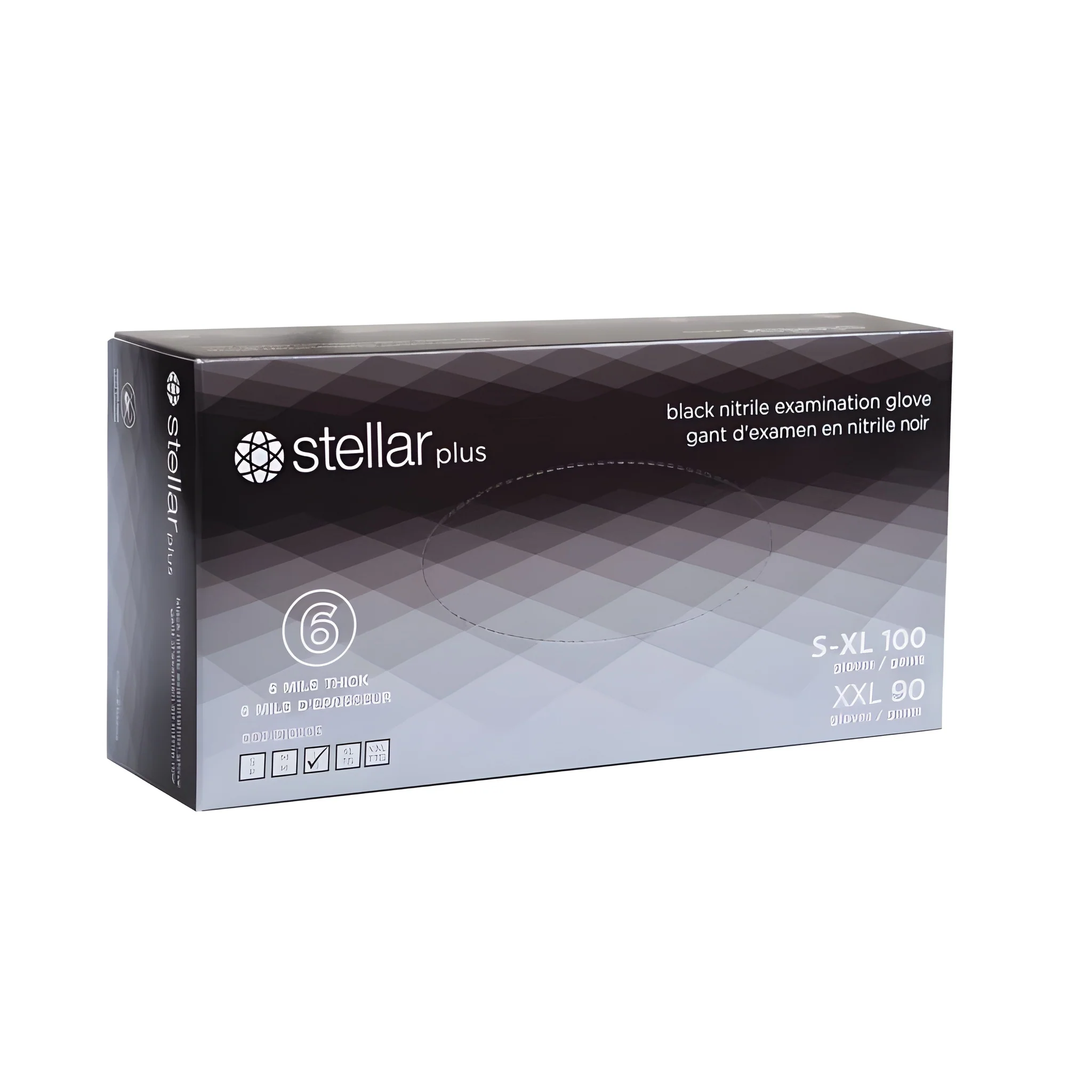 Stellar Extra Black Nitrile Gloves, Small- 1000/Case
