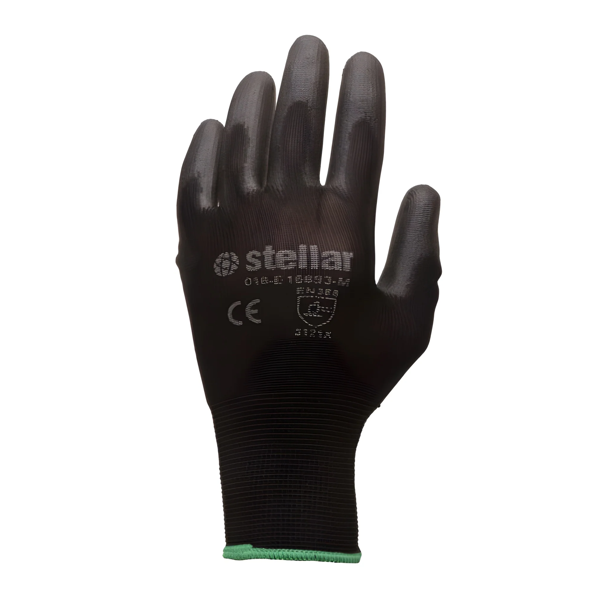 Stellar PU Coated Nylon Gloves, Black, Sz 07 (Small)- 12 Pr/ Bag